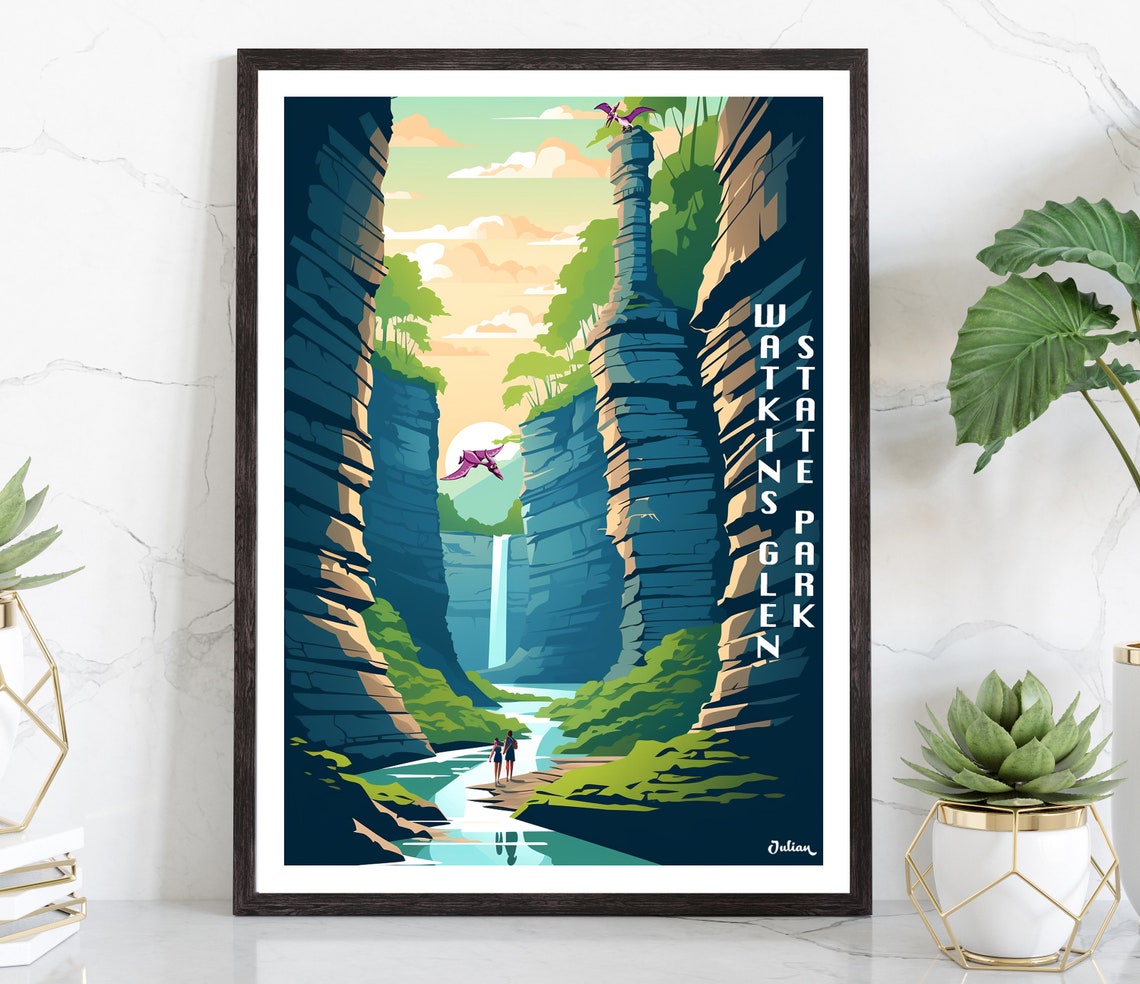 Watkins Glen State Park New York Waterfall Gorge Nature Poster