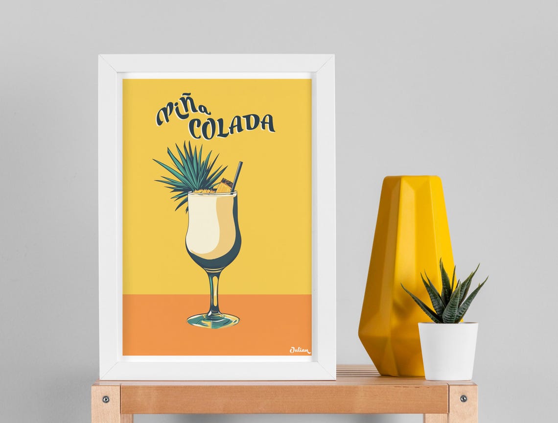 Pina Colada Creamy Tropical Cocktail with Pineapple Bar Poster - Image 2