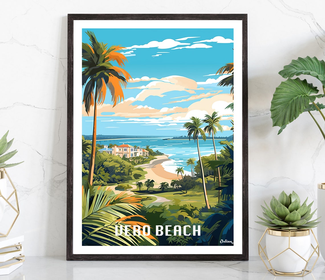 Vero Beach Florida Swaying Palms and Grand Beachfront Hotel Poster