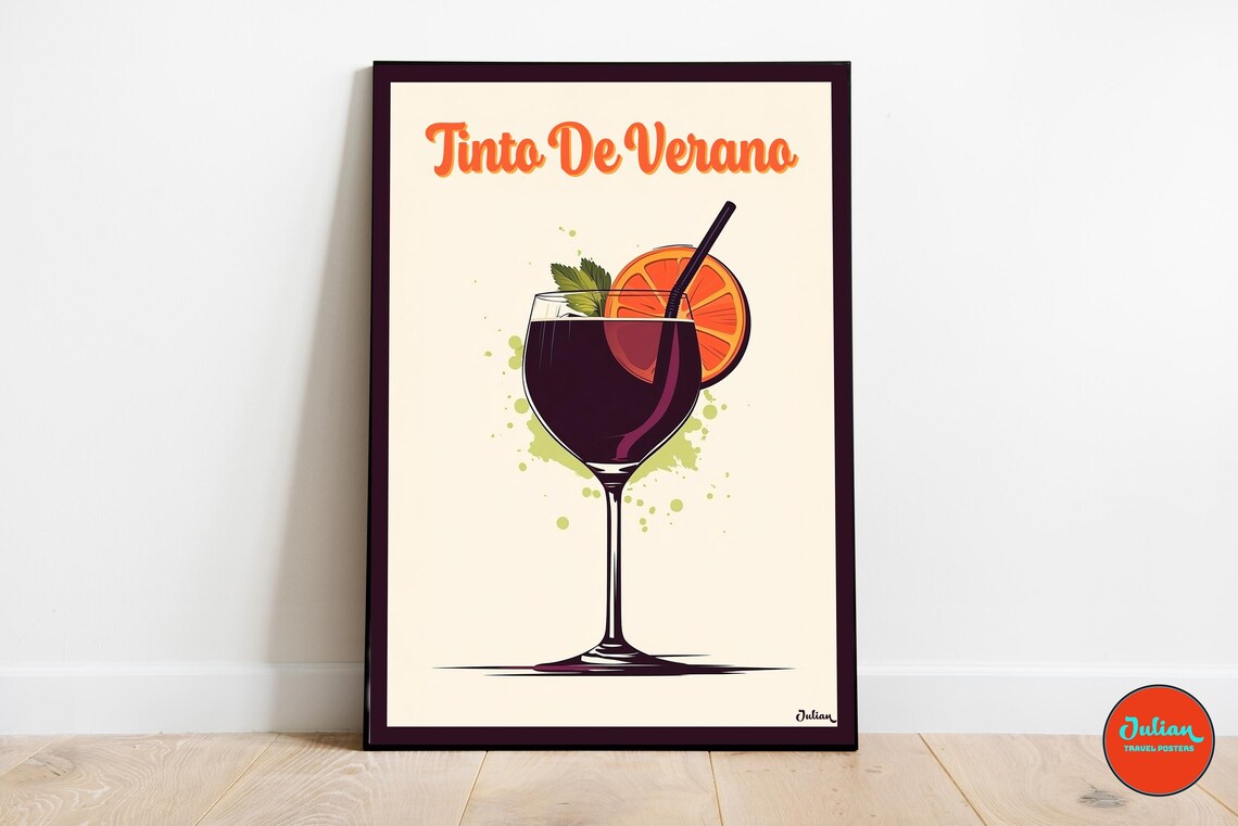 Tinto de Verano Sunny Spanish Red Wine Summer Cocktail Art Poster