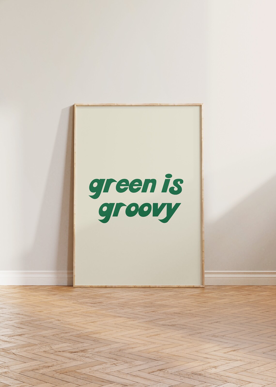Green Is Groovy Retro 70s Art Print, Eco Decor