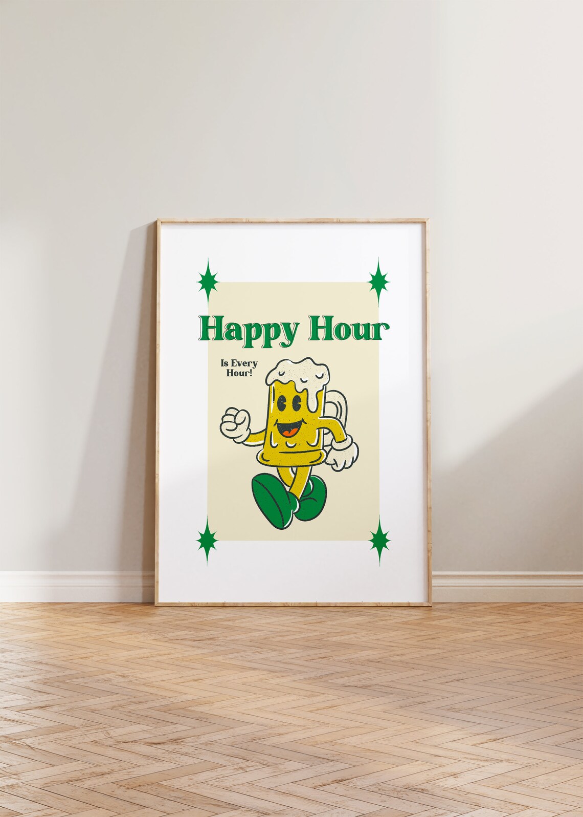 Retro Happy Hour Funny Quote Kitchen Poster Print