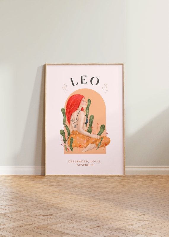 Leo Horoscope Zodiac Art Print, Astrology Poster