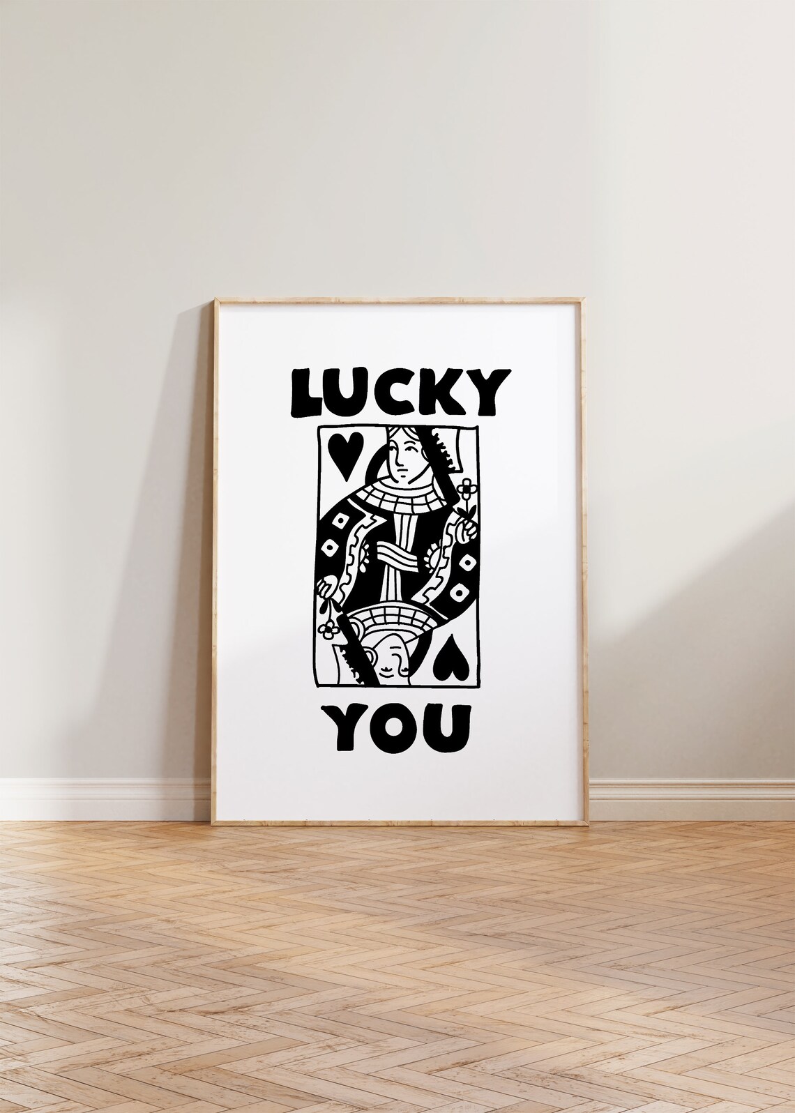 Lucky You Funny Typography Art Print, Neutral Decor