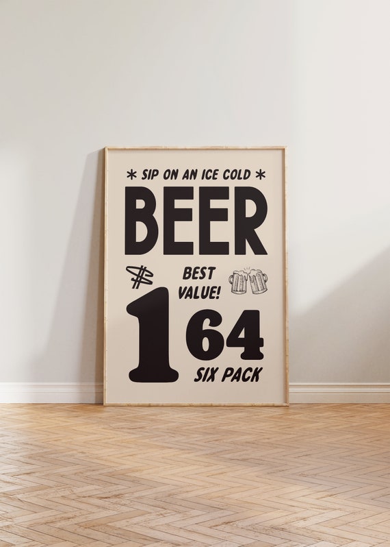 Retro Kitchen Print Bar Wall Art Vintage Beer Poster Alcohol Prints Dining Room Man Cave Decor