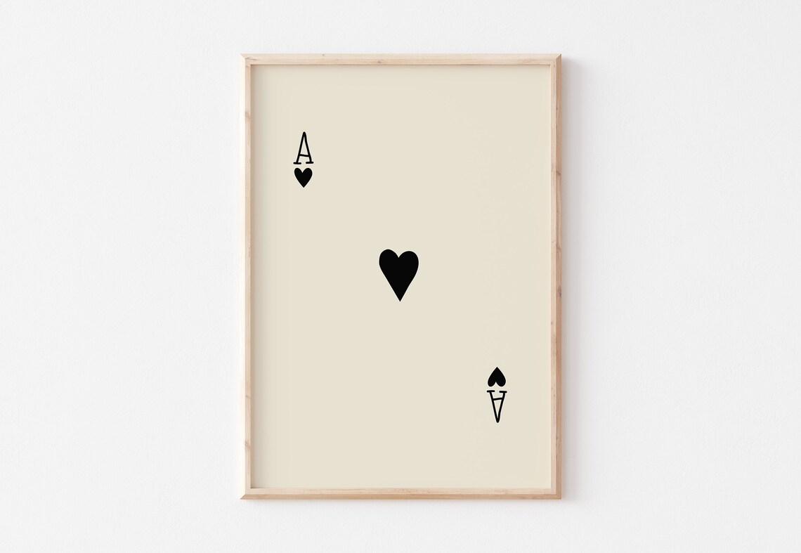 Ace Of Hearts Poster Print, Eclectic Neutral Decor - Image 2