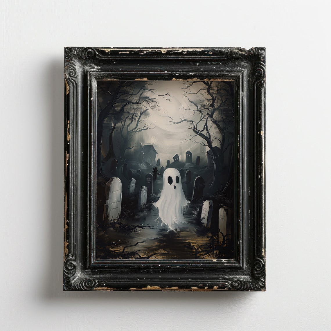 Cute Ghost Halloween Oil Painting Wall Decor Art Print Home Decor Jpeg Artwork Gothic Decoration Cemetery - Image 5
