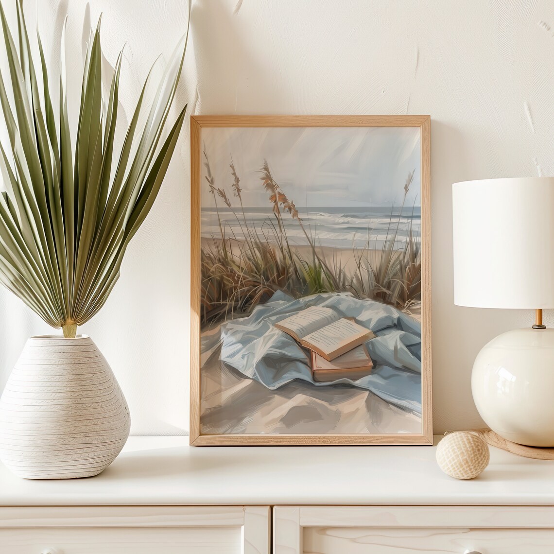 Vintage Books Beach Art Print, Seaside Home Decor - Image 3