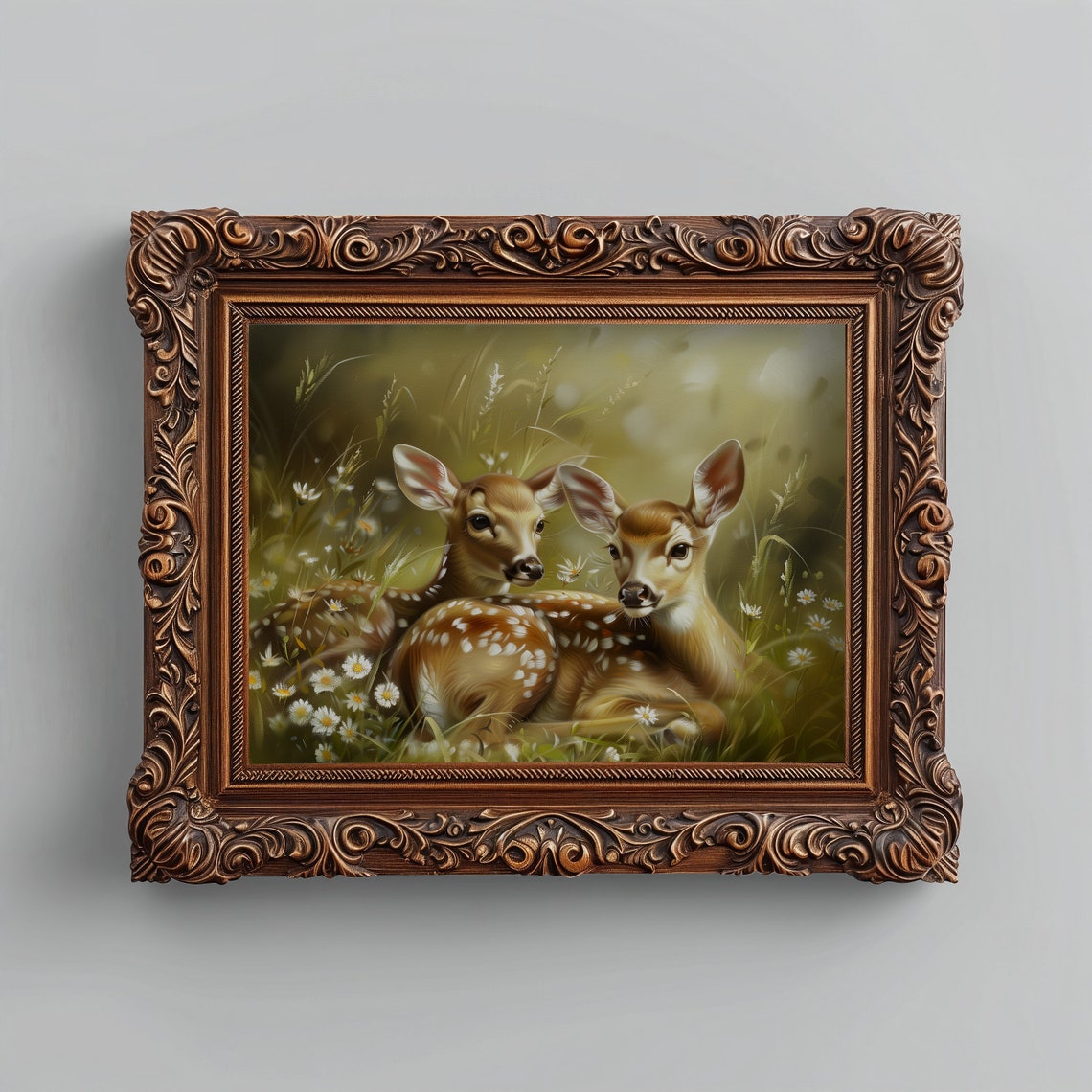 Two Spotted Fawns Resting Among Daisies Woodland Nursery Art Print - Image 5