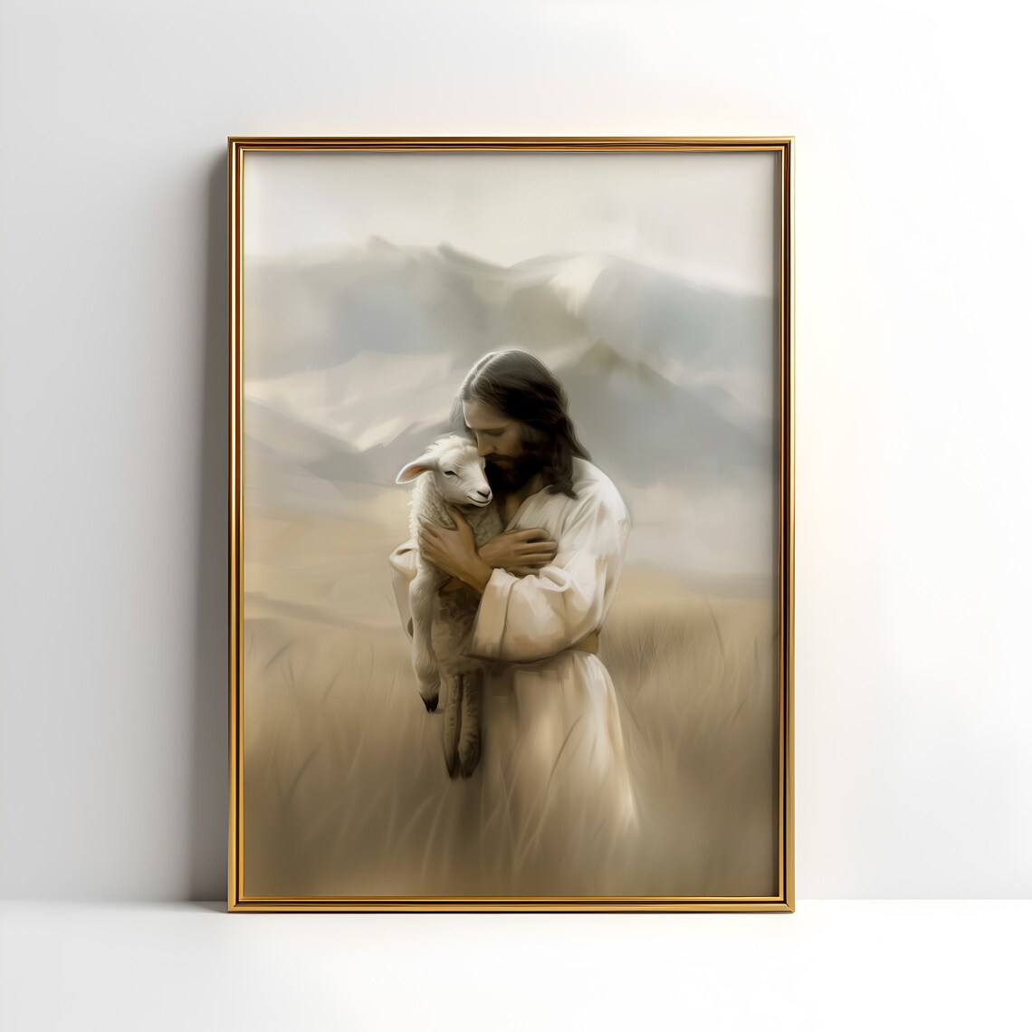 Jesus Holding Missing Lamb Oil Painting Art Print - Image 5