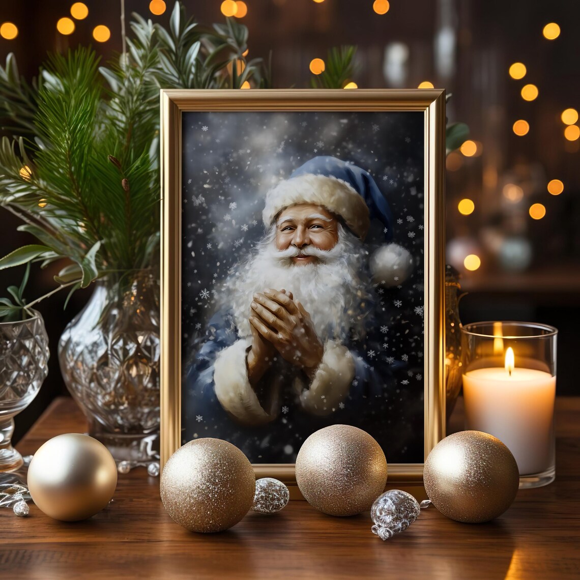 Santa Claus Watercolor Modern Christmas Art Print - Image 2