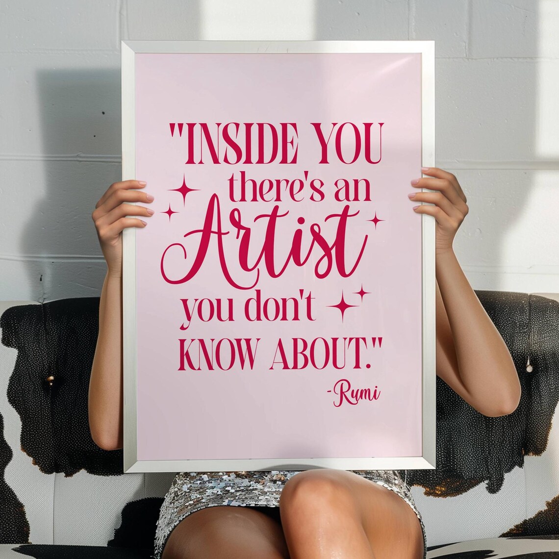 Inside You There Is An Artist Rumi Quote Pink Inspirational Poster Decor - Image 4