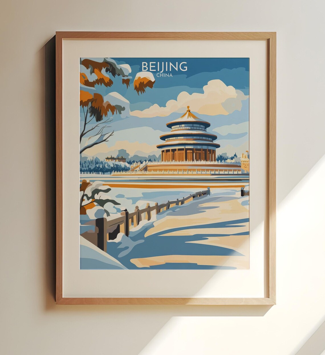 Beijing China Temple Of Heaven Snowy Winter Travel Poster Decor