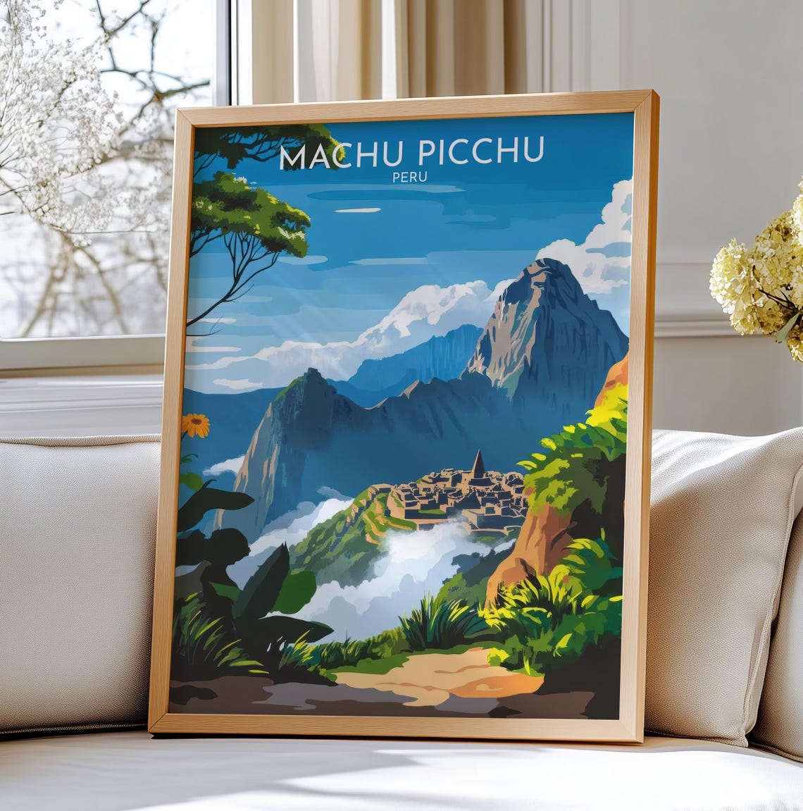 Machu Picchu Peru Ancient Inca Ruins Mountain Vista Travel Print