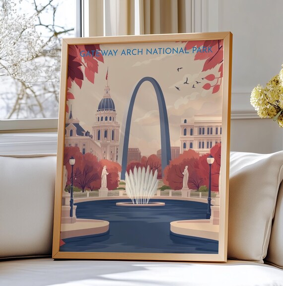 Gateway Arch National Park St. Louis Vintage Travel Poster Home Decor