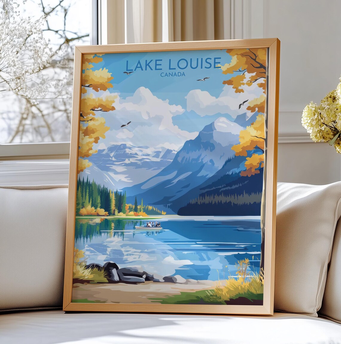 Lake Louise Canada Autumn Mountain Lake Vintage Travel Poster