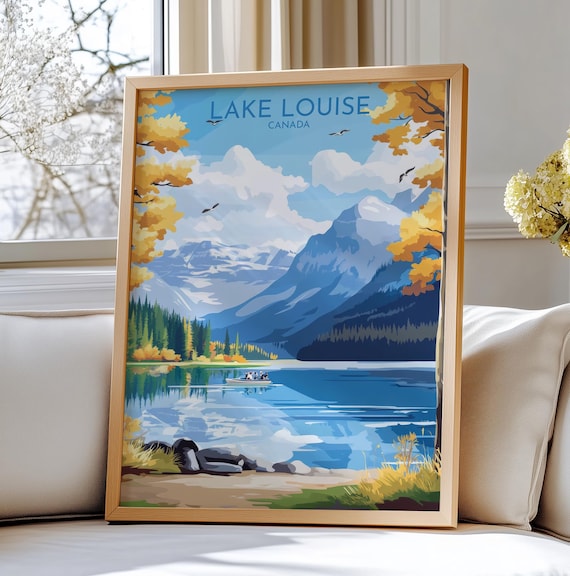 Lake Louise Canada Autumn Mountain Lake Vintage Travel Poster