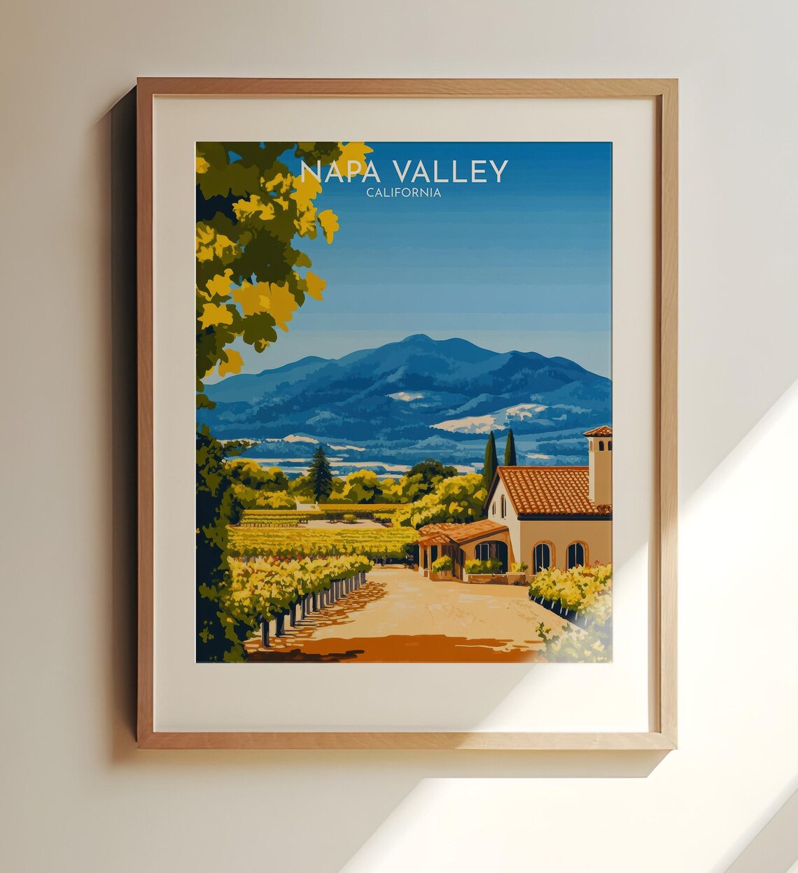 Napa Valley California Vineyards Mountains Travel Art Poster