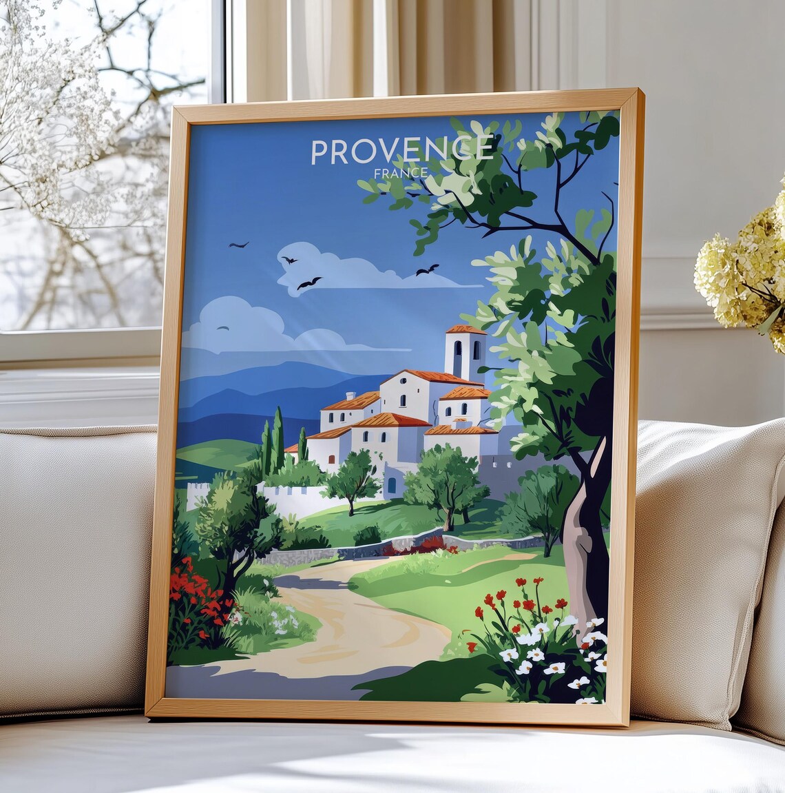 Provence France Hilltop Village Countryside Vintage Travel Poster