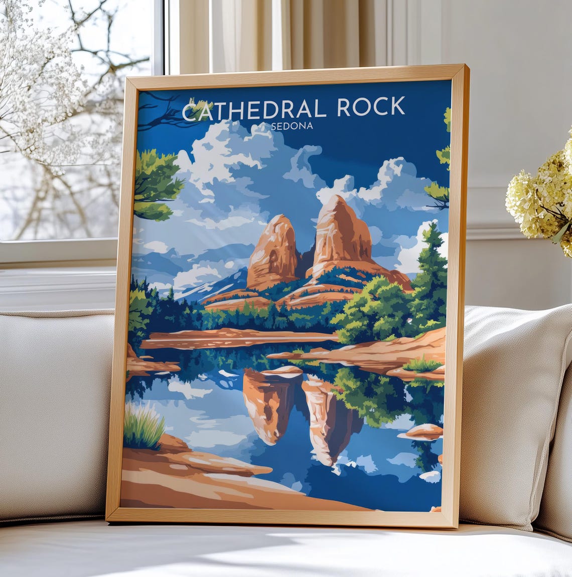 Cathedral Rock Sedona Arizona Red Rock Reflection Travel Poster