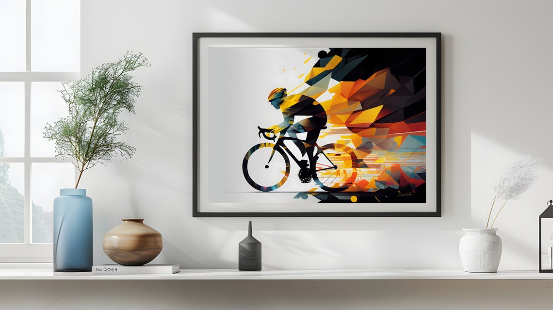 Abstract And Geometric Bike Poster Colorful Cycling Poster For Bedroom And Living Room Frameless Bike Wall Decor Tour De France - Image 4