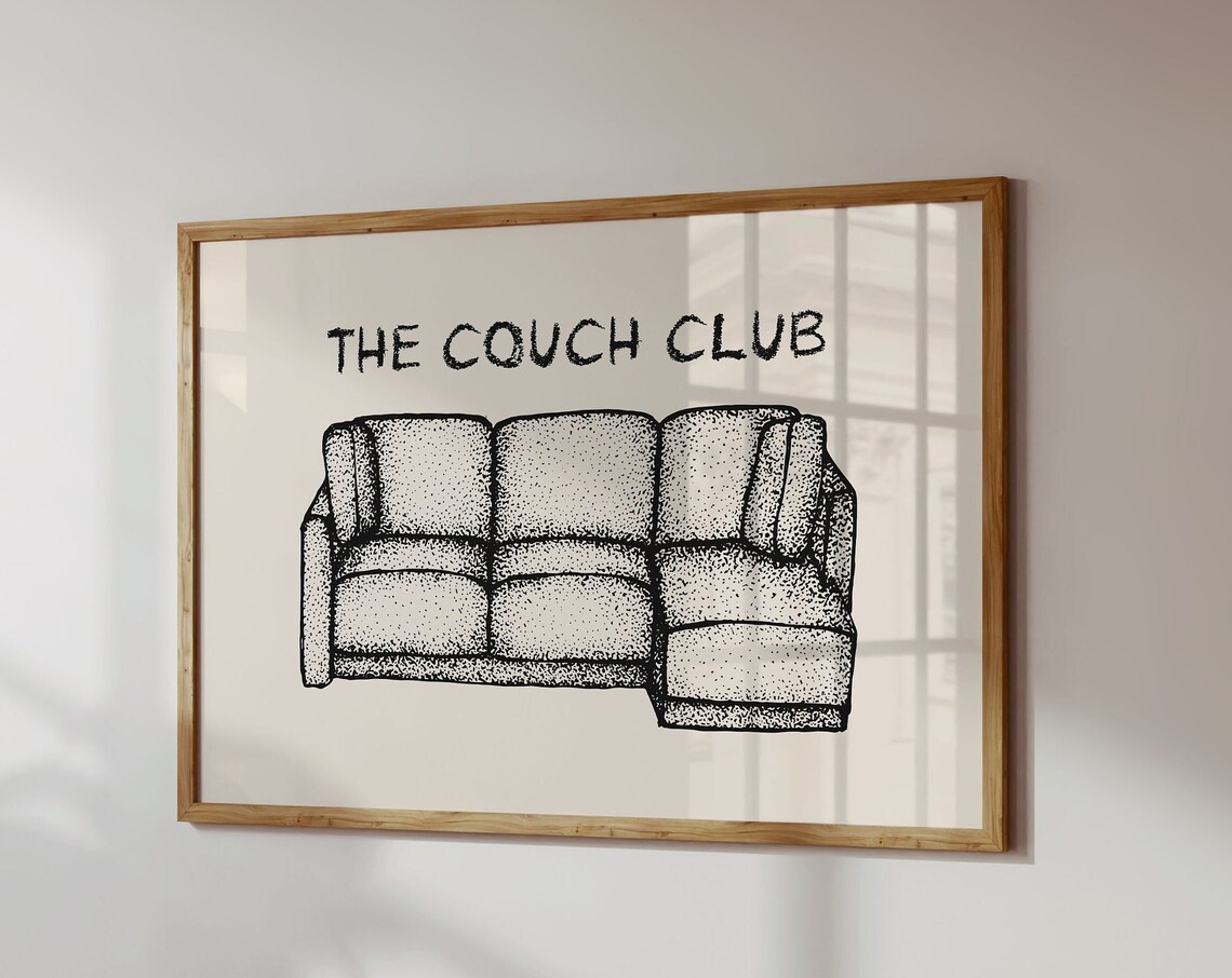 The Couch Club Black Sectional Sofa Stipple Horizontal Art Poster