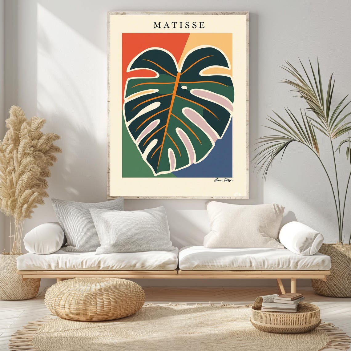 Matisse Style Monstera Leaf Botanical Abstract Colorful Art Poster