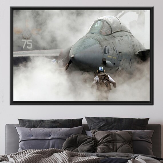 Fighter Jet Launching Aircraft Carrier Steam Dramatic Photo Poster