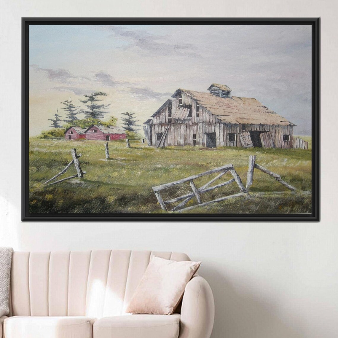 Old Red Barn Farm Landscape Rural Countryside Painting Art Poster