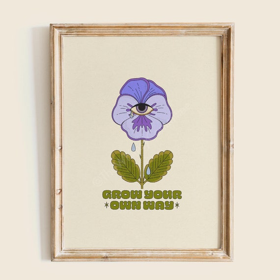 Grow Your Own Way Art Print Whimsical Home Decor Floral Illustration