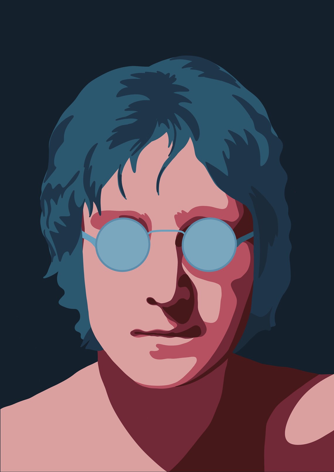 John Lennon Signature Round Glasses Portrait Beatles Icon Poster - Image 2