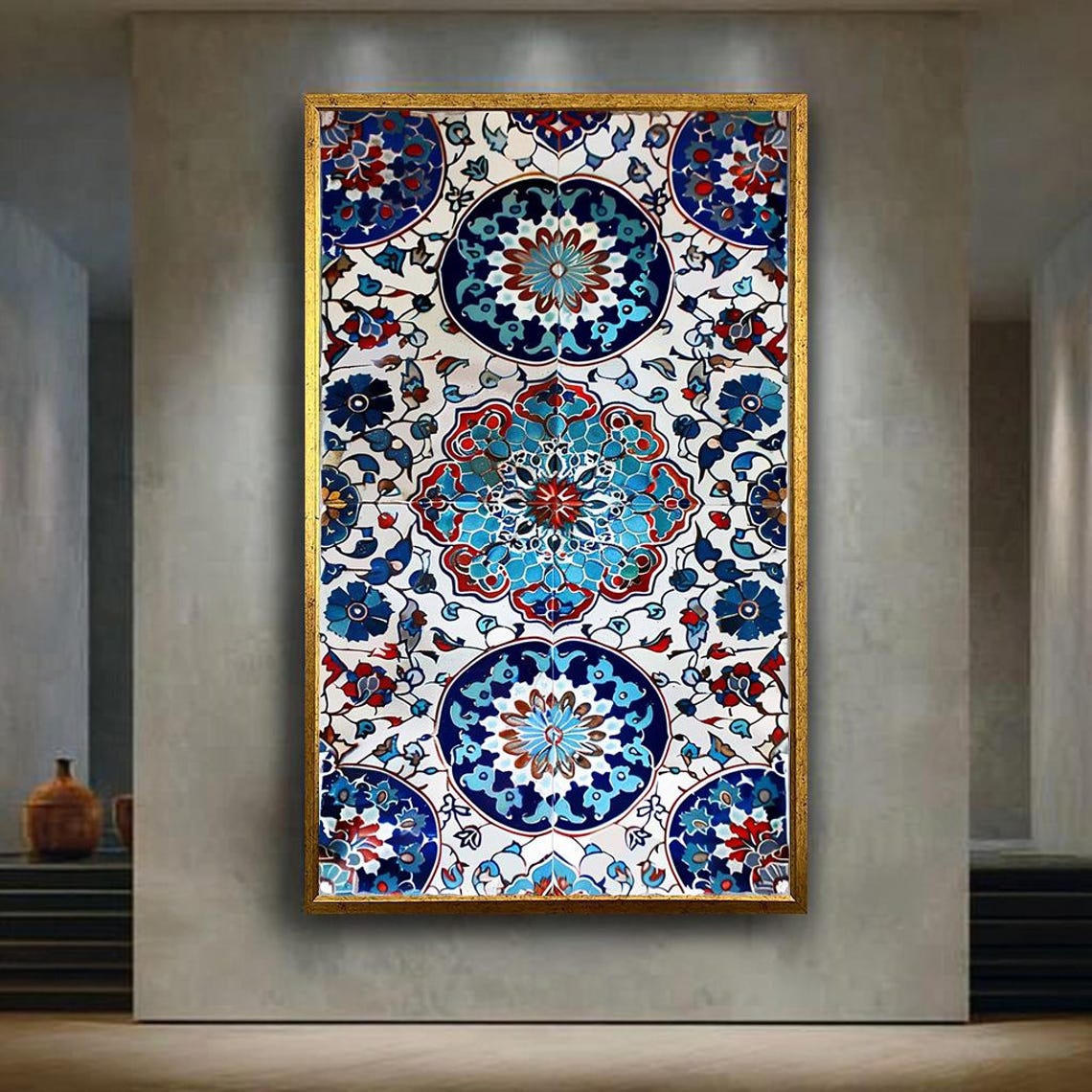 Ottoman Iznik Tile Pattern Blue Red Floral Mosaic Wall Poster