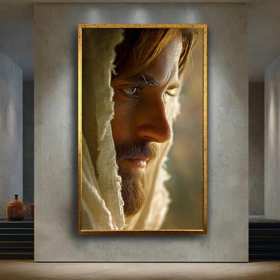 Jesus Christ Cinematic Portrait Golden Light Sacred Art Poster