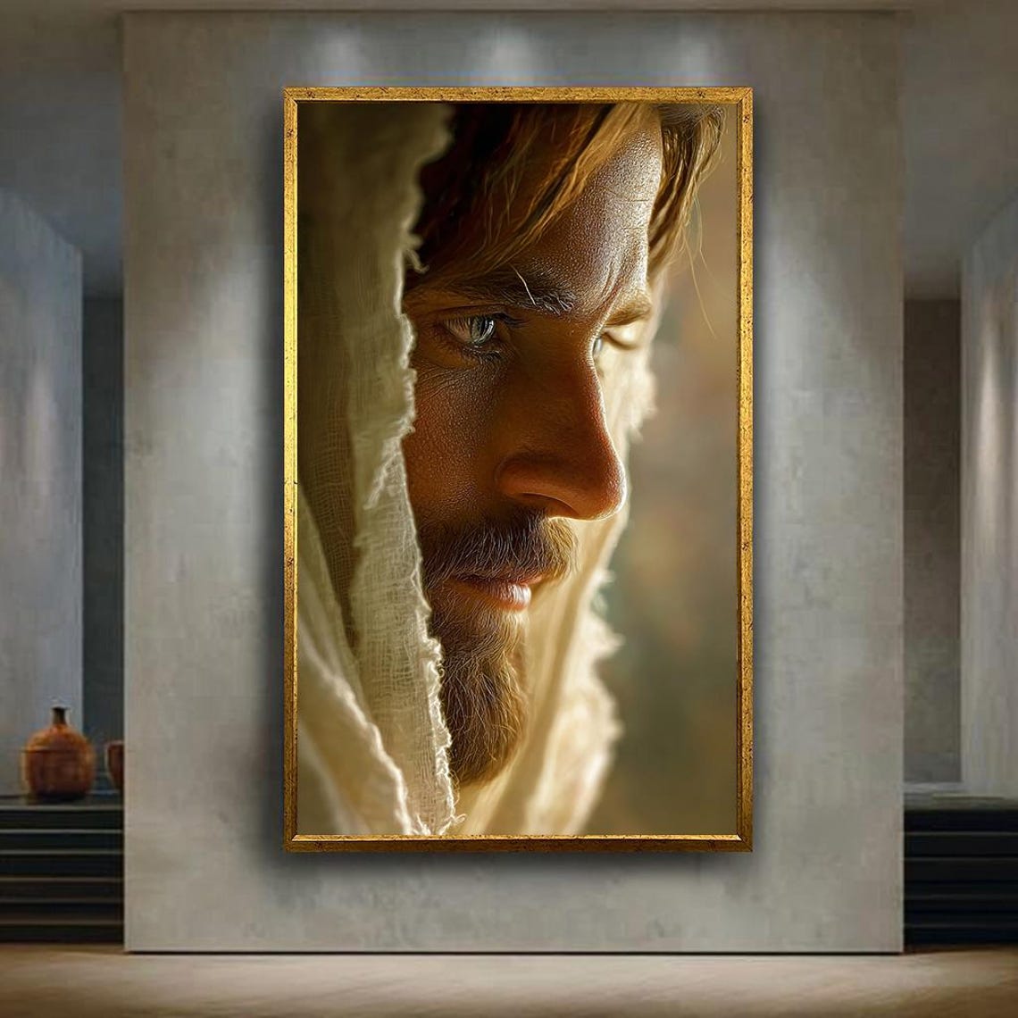 Jesus Christ Cinematic Portrait Golden Light Sacred Art Poster