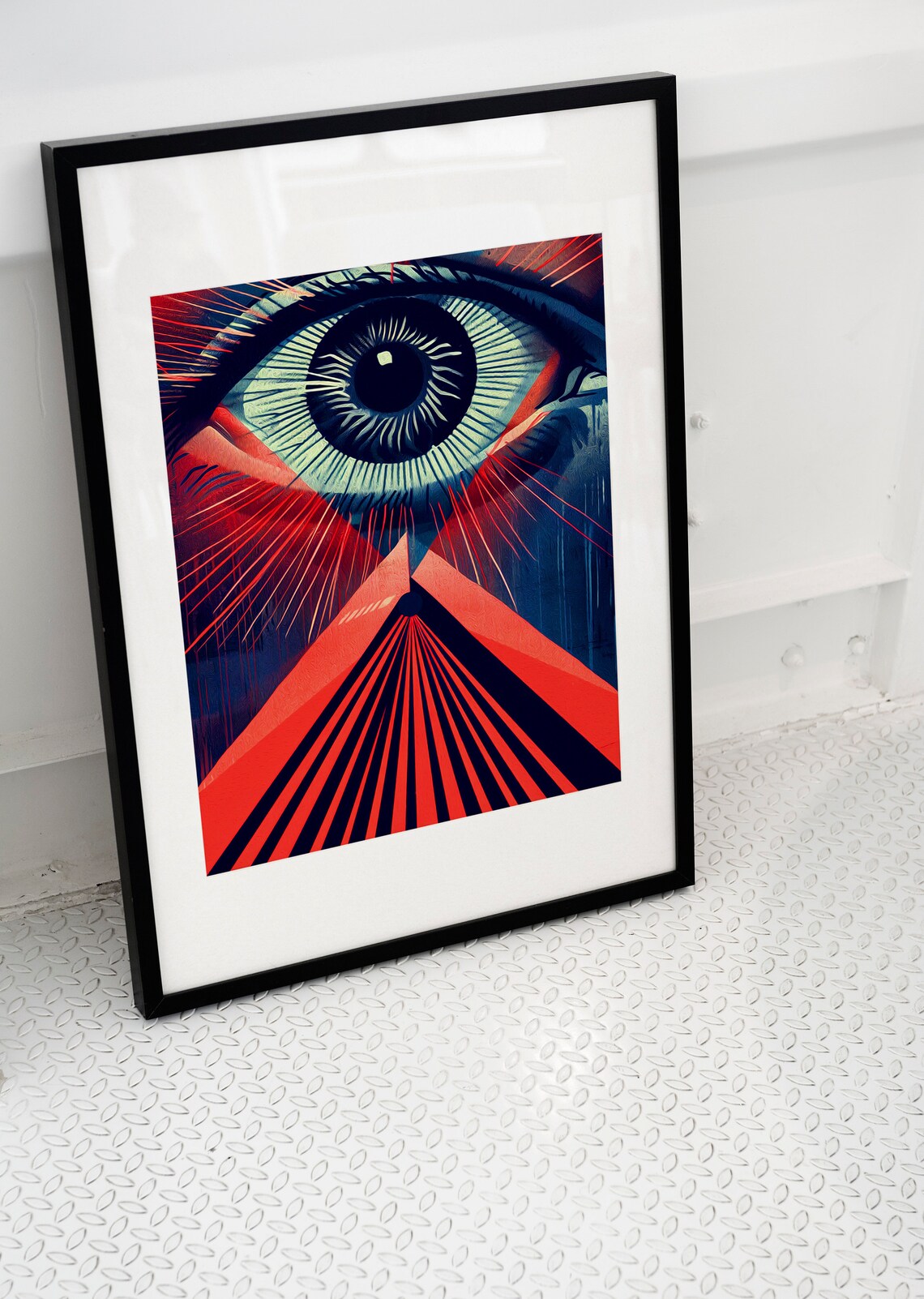 Eternal Gaze Mysterious Eye Art Print Red Blue Pop Art Drama