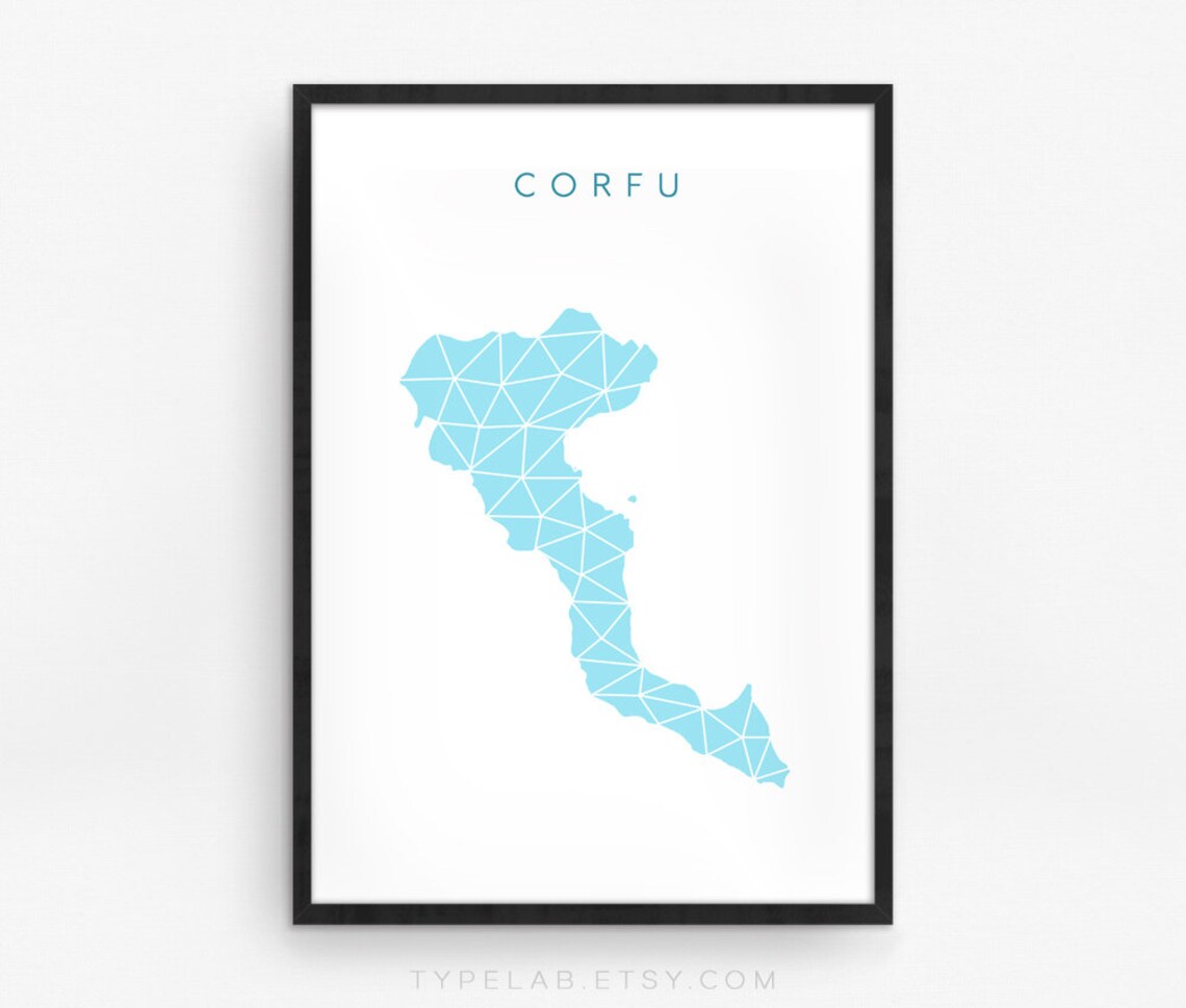 Corfu Greek Map Travel Poster, Geometric Art - Image 2