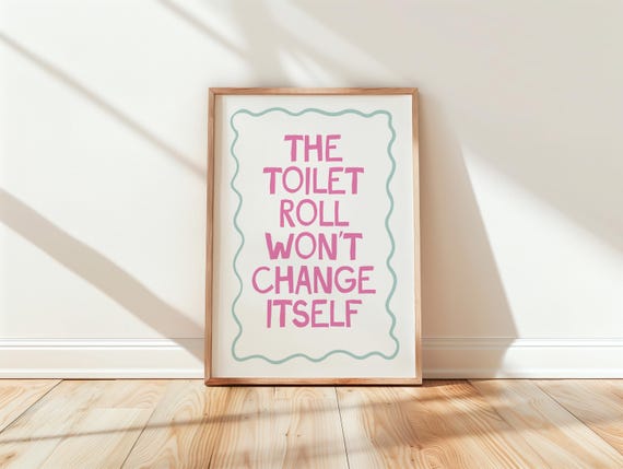 Preppy Bathroom Wall Print Art Pink Decor Dorm Girly Funny