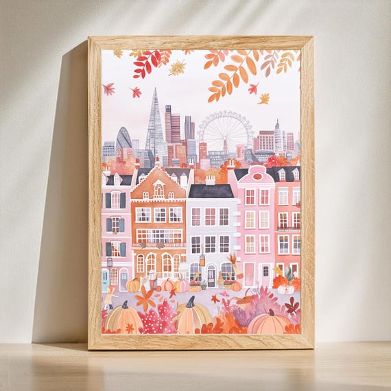 Preppy Autumn Wall Art Pink Print Halloween Pastel Fall Prints