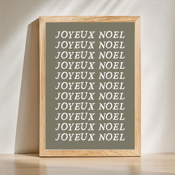 Joyeux Noel Typography Farmhouse Christmas Holiday Wall Print