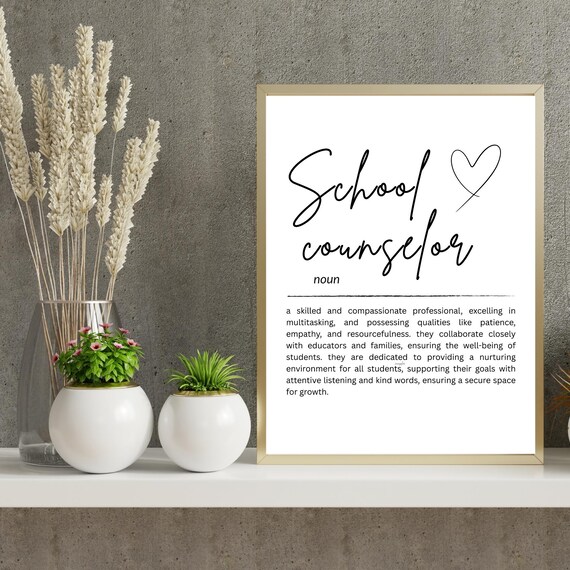 School Counselor Definition Dictionary Typography Gift Poster
