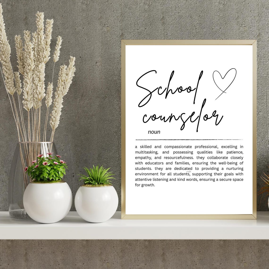 School Counselor Definition Dictionary Typography Gift Poster