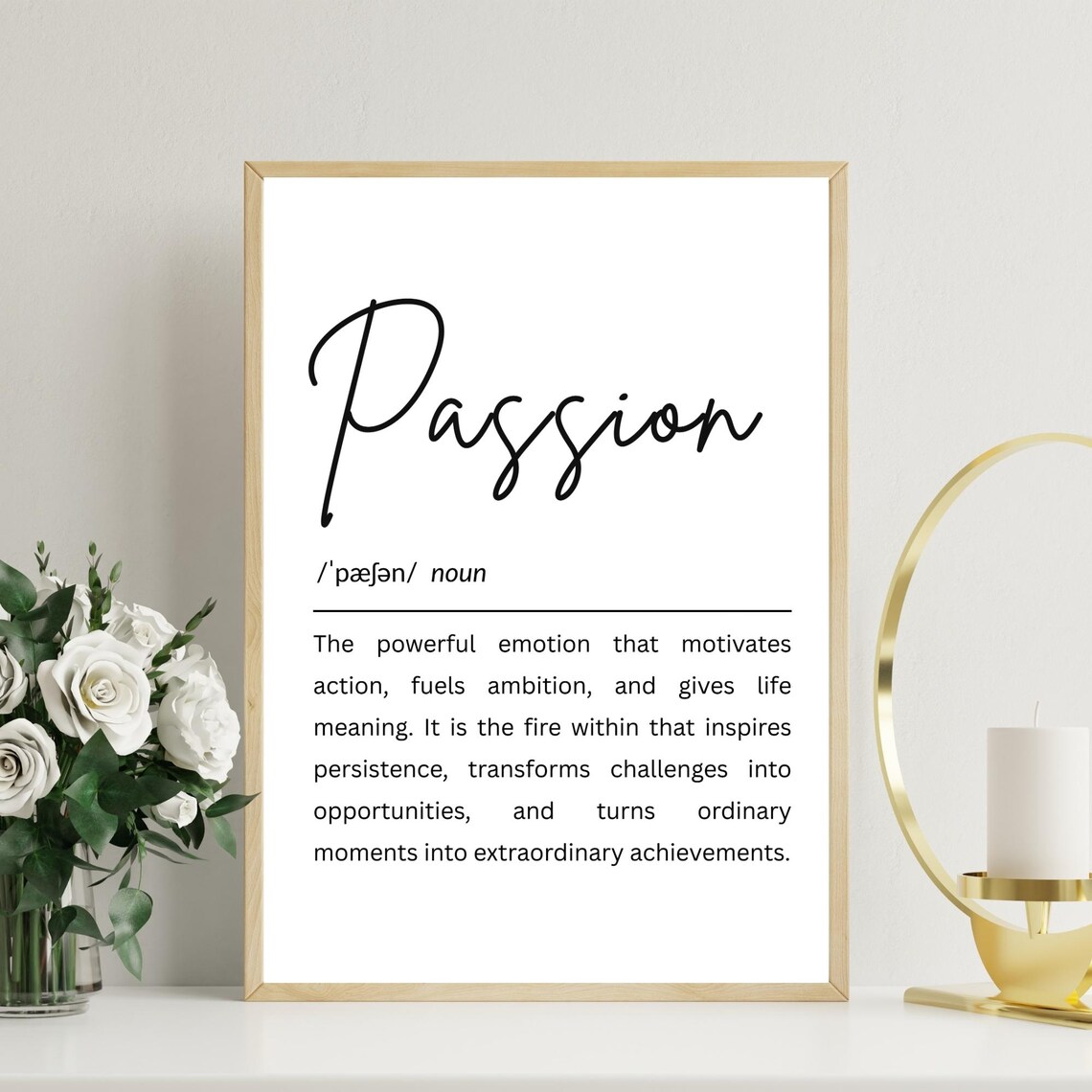 Passion Definition Print Motivational Typography Art