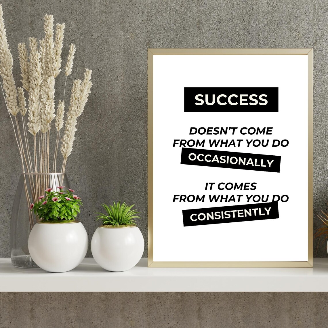 Success Wall Art Motivational Quote Minimalist Typography Poster Home Office Or Study Room Decor