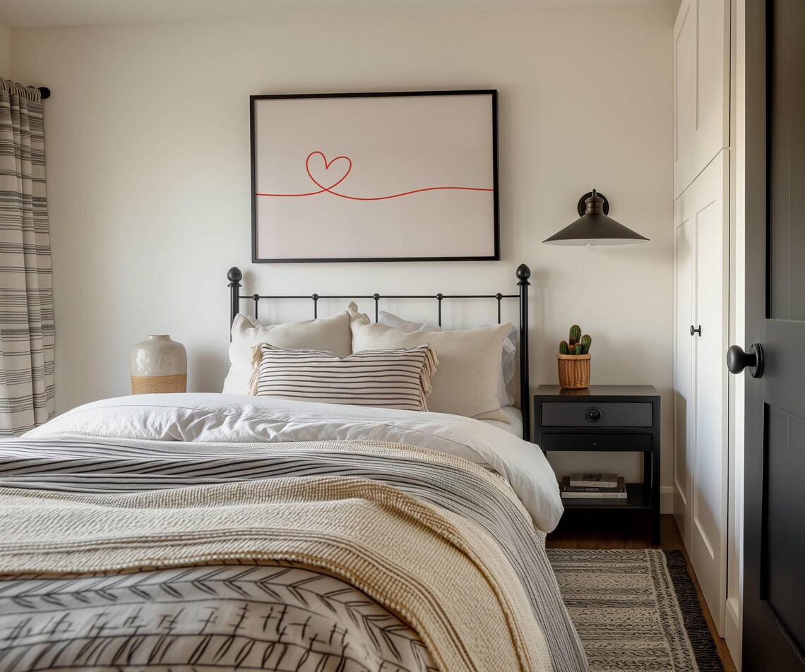 Red Heart Continuous Line Art Minimalist Blush Romantic Poster - Image 2