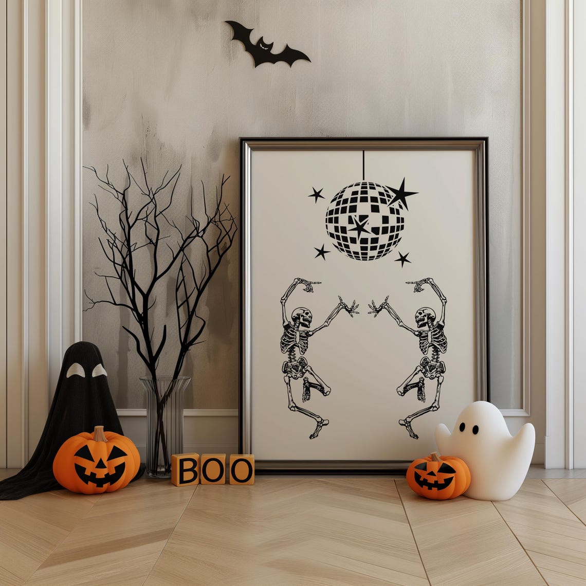 Dancing Skeletons Disco Ball Halloween Party Spooky Fun Poster - Image 4