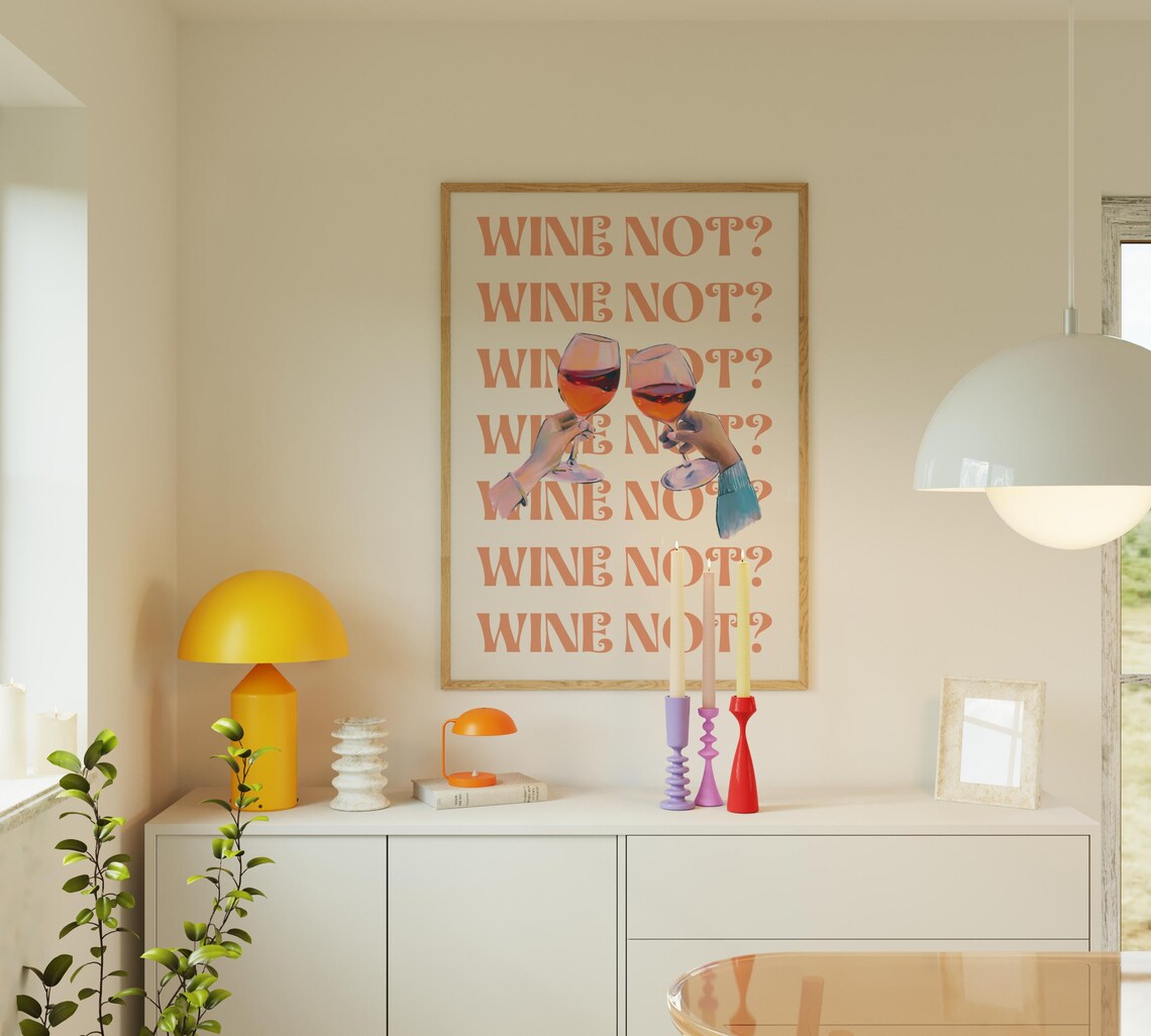 Wine Not Funny Toasting Hands Girls Night Out Cheers Party Poster - Image 2