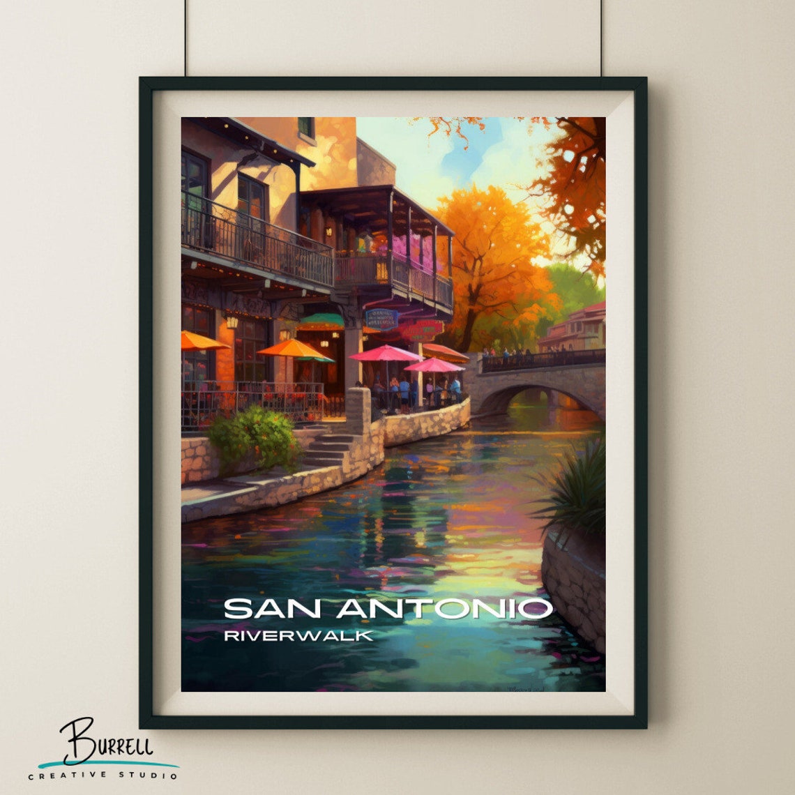 San Antonio Texas Riverwalk Canal Dining Terrace Restaurants Poster