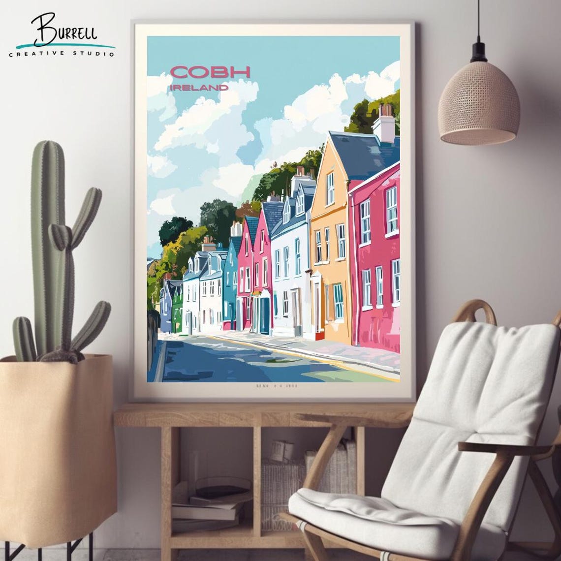 Cobh Ireland Deck of Cards Colorful Houses Hill Street Poster - Image 2