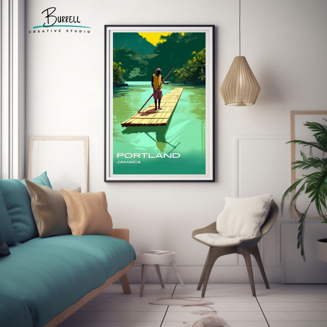 Portland Jamaica Rio Grande Bamboo Rafting Jungle River Poster - Image 3