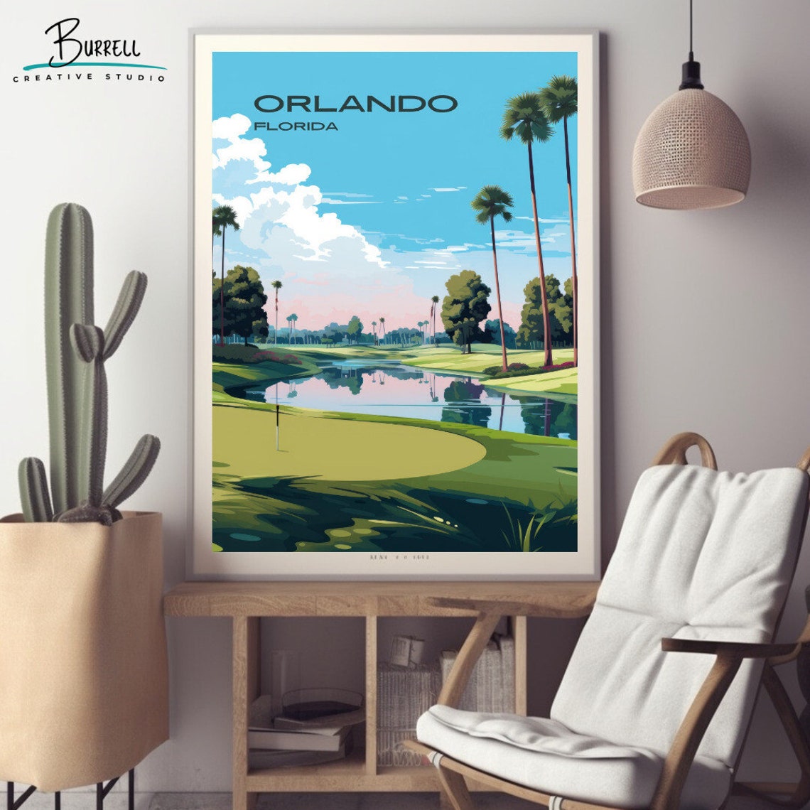 Orlando Florida Golf Course Palms Water Hazard Fairway Poster - Image 2